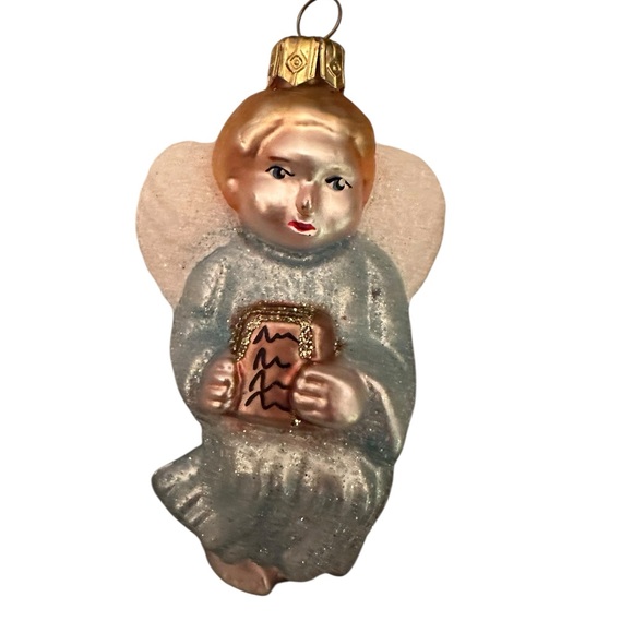 Angel Ornament handblown, mercury glass, handpainted with custom Gift Box New - Picture 2 of 4